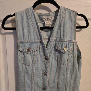 Button Down Denim Sleeveless Dress